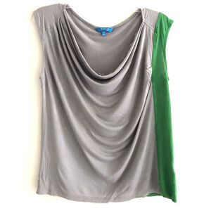 Derek Lam | Women's Gray Sleeveless Scoop Neck Pullover Waterfall Top Size M